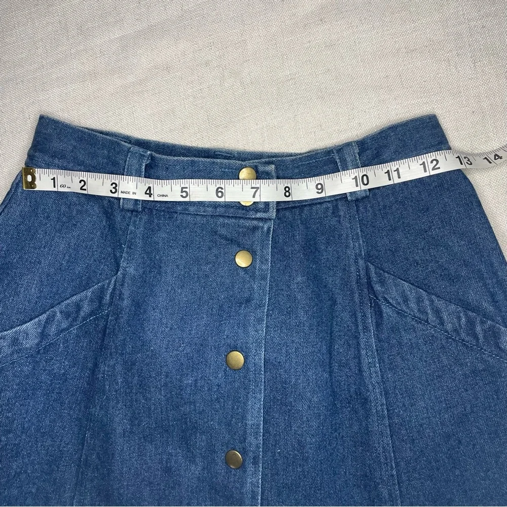 Vintage Western Boho High Waisted Denim Maxi Skirt - Picture 11 of 13